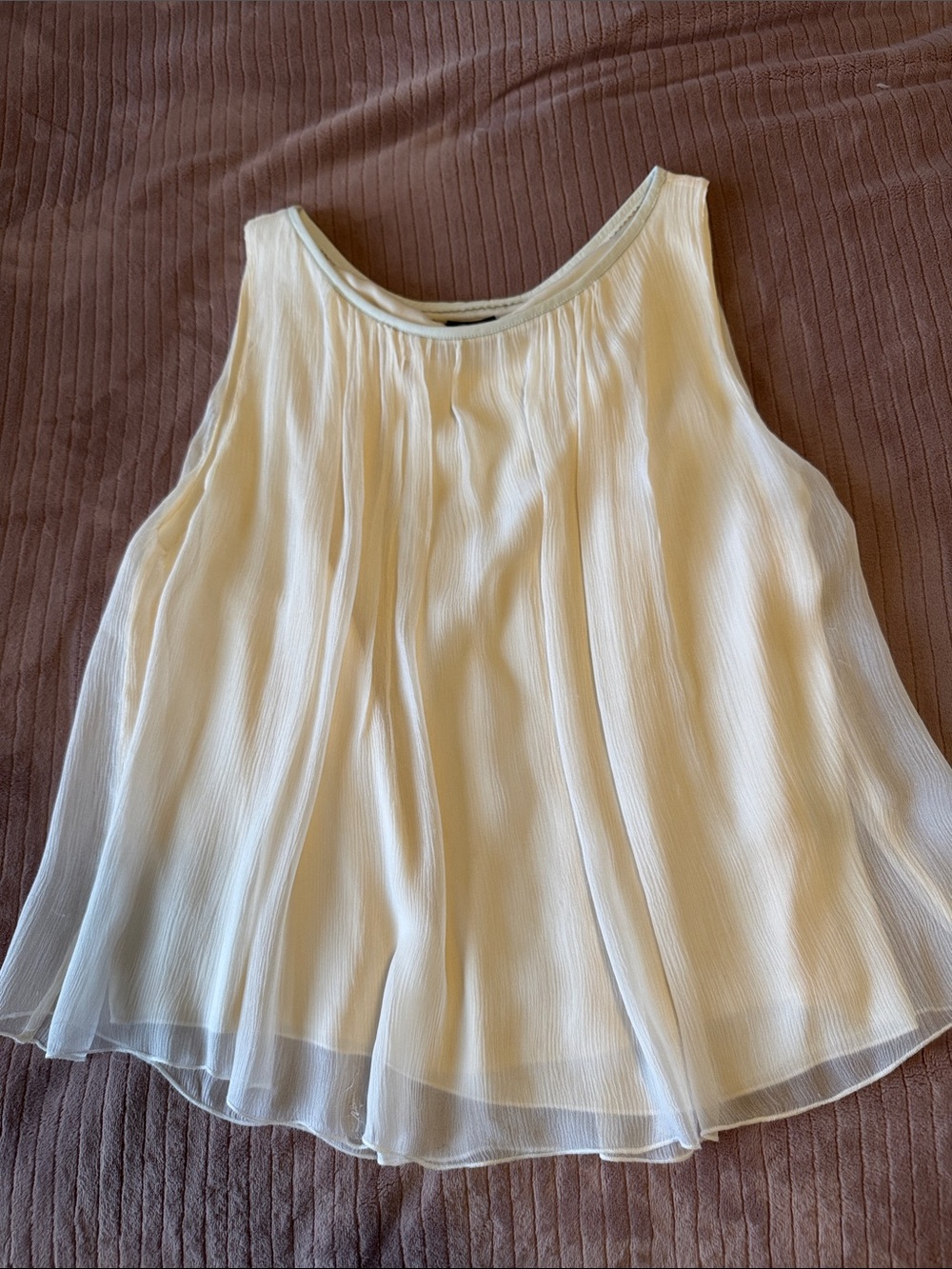 Alice + Olivia Cream Pleated Sleeveless Tank